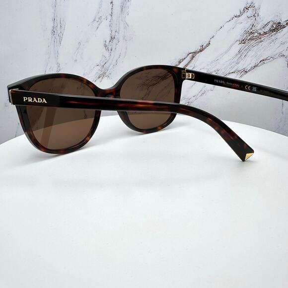 New PRADA Sunglasses Brown Square Gold Logo Tortoise Authentic w/ Box & Case